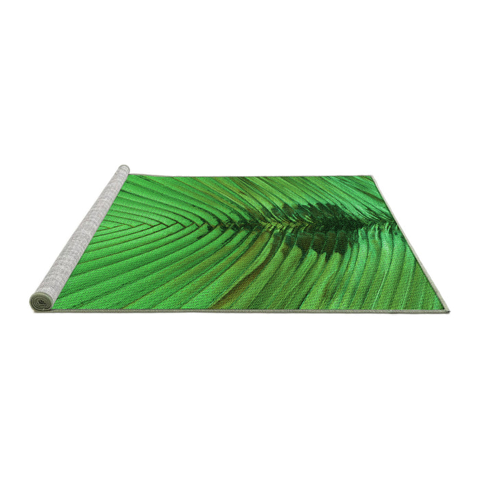 Sideview of Machine Washable Transitional Green Rug, wshpat283grn