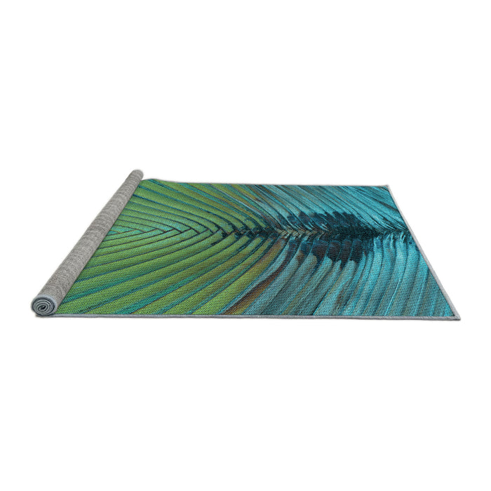 Sideview of Machine Washable Transitional Sea Green Rug, wshpat283lblu