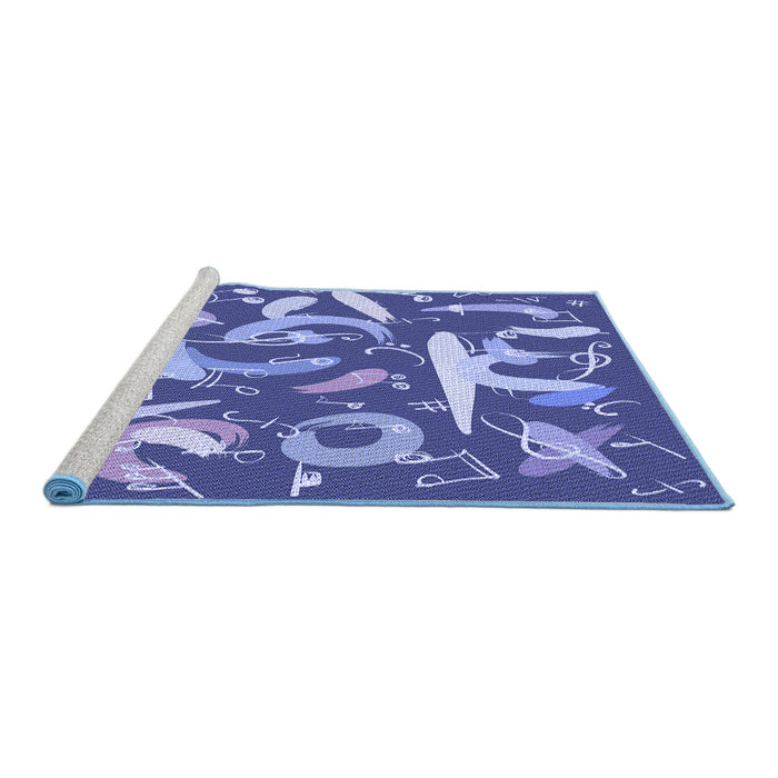 Sideview of Machine Washable Transitional Purple Mimosa Purple Rug, wshpat2830blu