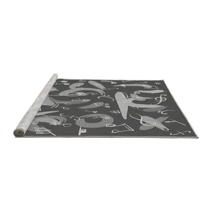 Sideview of Machine Washable Transitional Gunmetal Gray Rug, wshpat2830gry