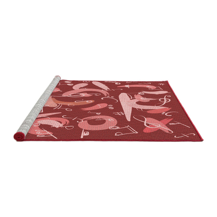 Sideview of Machine Washable Transitional Red Rug, wshpat2830rd