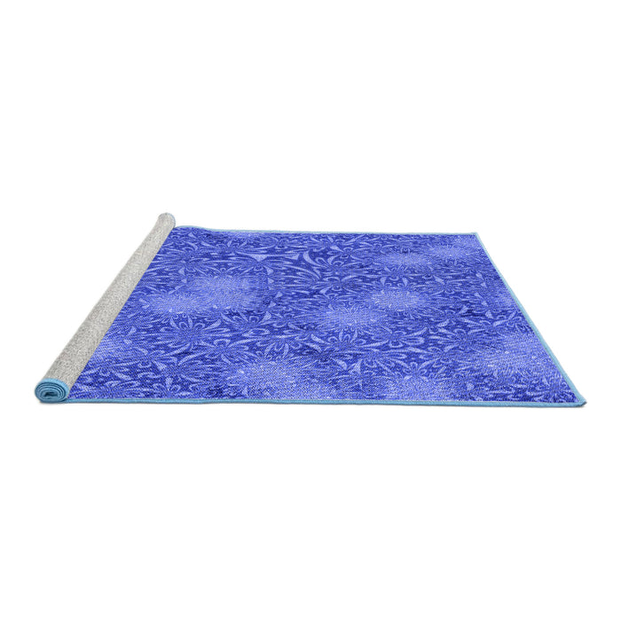 Sideview of Machine Washable Transitional Sky Blue Rug, wshpat2831blu