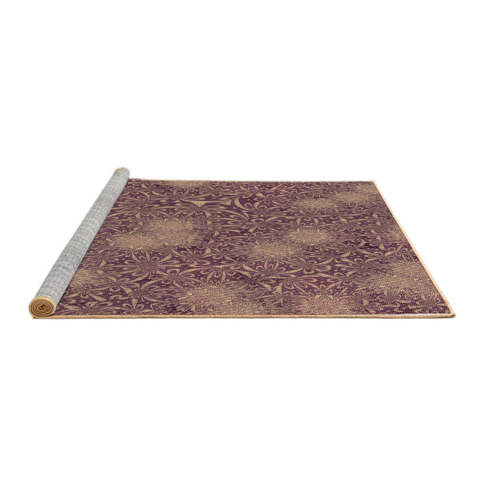 Sideview of Machine Washable Transitional Light Copper Gold Rug, wshpat2831brn