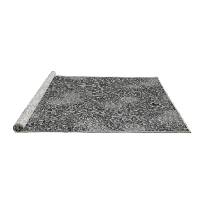 Sideview of Machine Washable Transitional Grey Gray Rug, wshpat2831gry