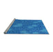 Sideview of Machine Washable Transitional Blue Rug, wshpat2831lblu