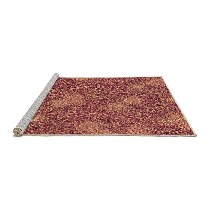 Sideview of Machine Washable Transitional Crimson Red Rug, wshpat2831org