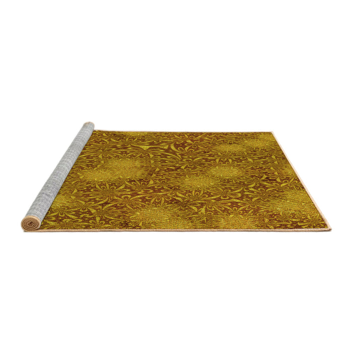 Sideview of Machine Washable Transitional Mahogany Brown Rug, wshpat2831yw