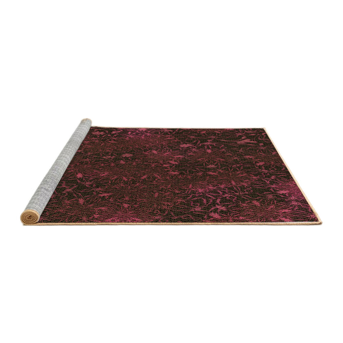 Sideview of Machine Washable Transitional Red Brown Rug, wshpat2832brn