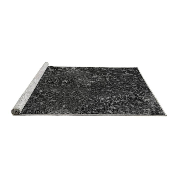 Sideview of Machine Washable Transitional Midnight Gray Rug, wshpat2832gry