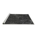 Sideview of Machine Washable Transitional Midnight Gray Rug, wshpat2832gry