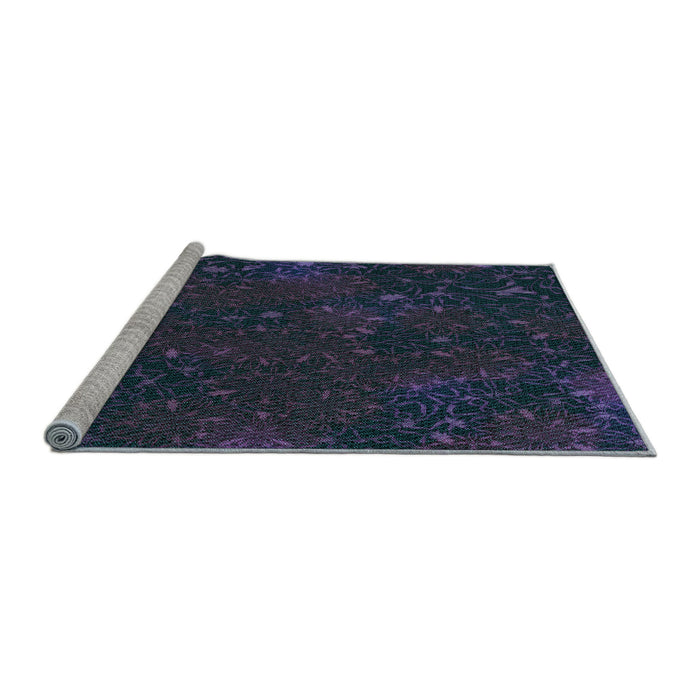 Sideview of Machine Washable Transitional Blue Rug, wshpat2832lblu