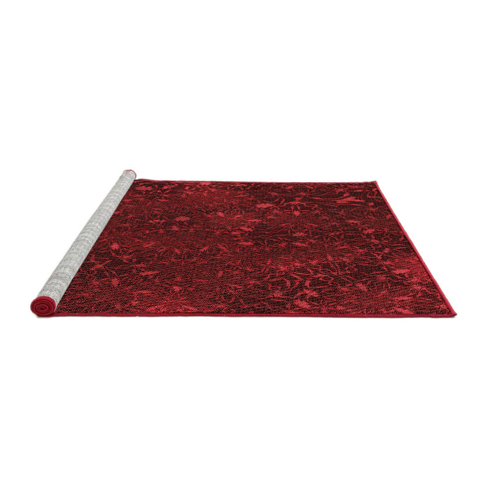 Sideview of Machine Washable Transitional Cranberry Red Rug, wshpat2832rd