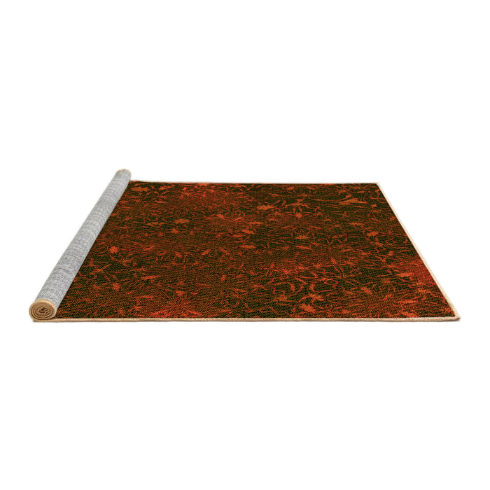 Sideview of Machine Washable Transitional Saddle Brown Rug, wshpat2832yw