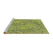 Sideview of Machine Washable Transitional Green Rug, wshpat2833brn