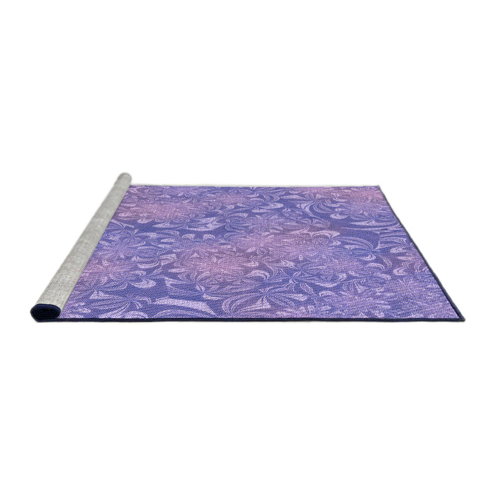Sideview of Machine Washable Transitional Medium Slate Blue Rug, wshpat2833pur