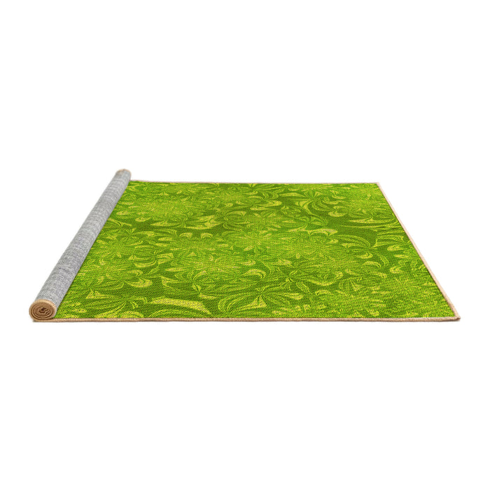 Sideview of Machine Washable Transitional Apple Green Rug, wshpat2833yw