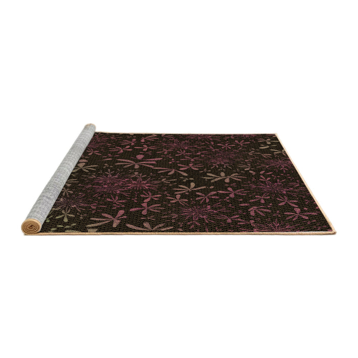 Sideview of Machine Washable Transitional Midnight Gray Rug, wshpat2834brn