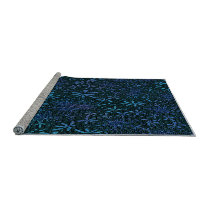 Sideview of Machine Washable Transitional Blue Rug, wshpat2834lblu