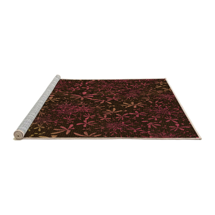 Sideview of Machine Washable Transitional Chocolate Brown Rug, wshpat2834org