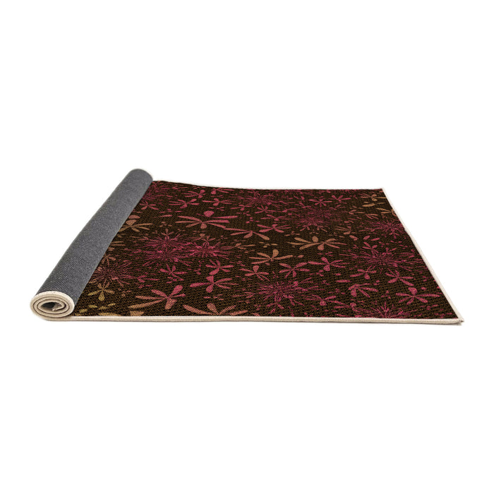 Thickness of Patterned Chocolate Brown Rug, pat2834org