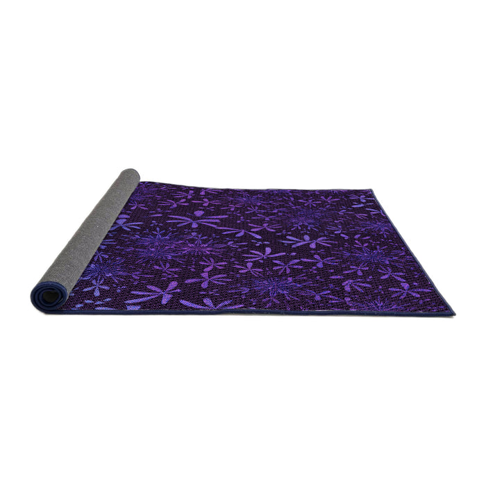 Thickness of Patterned Deep Purple Rug, pat2834pur