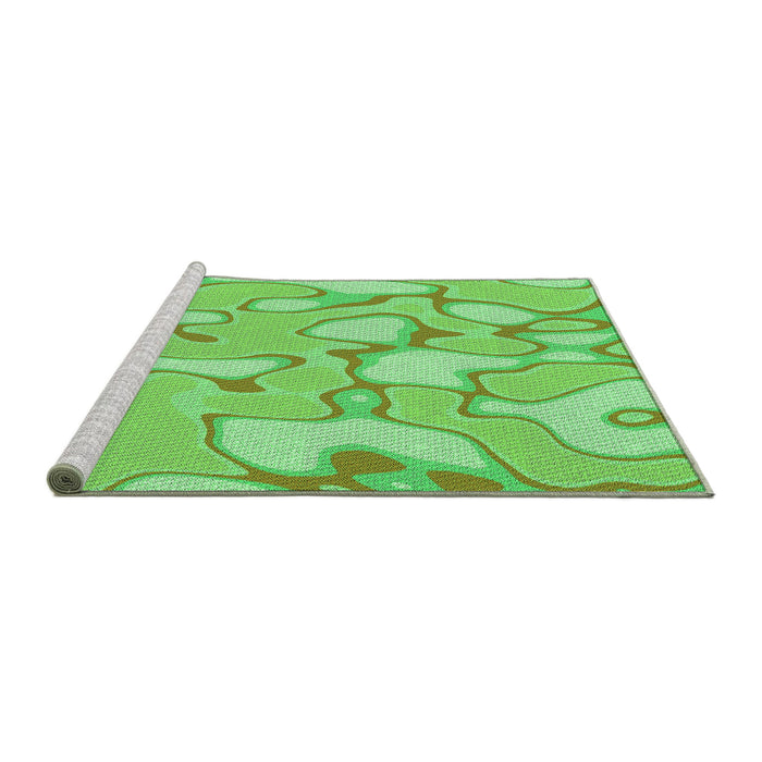 Sideview of Machine Washable Transitional Green Rug, wshpat2835grn