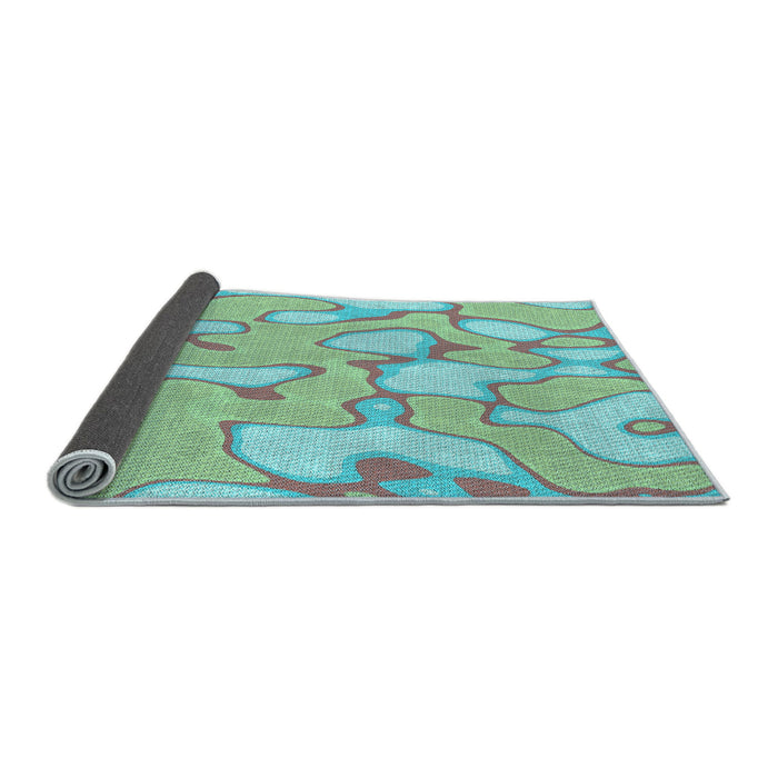 Thickness of Patterned Cadet Blue Green Rug, pat2835lblu
