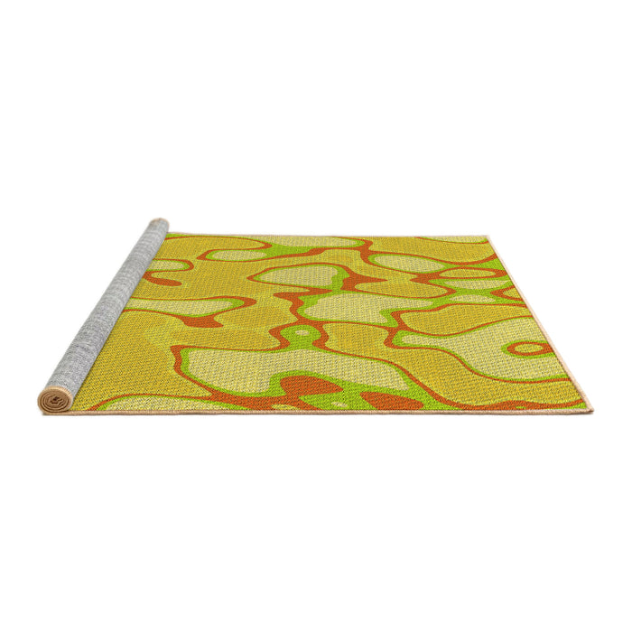 Sideview of Machine Washable Transitional Yellow Rug, wshpat2835yw