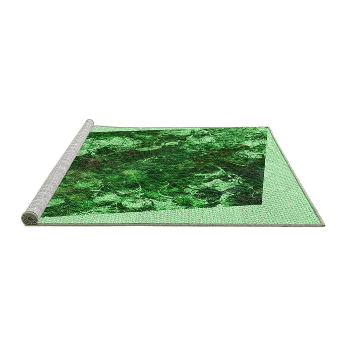 Sideview of Machine Washable Transitional Deep Emerald Green Rug, wshpat2836grn