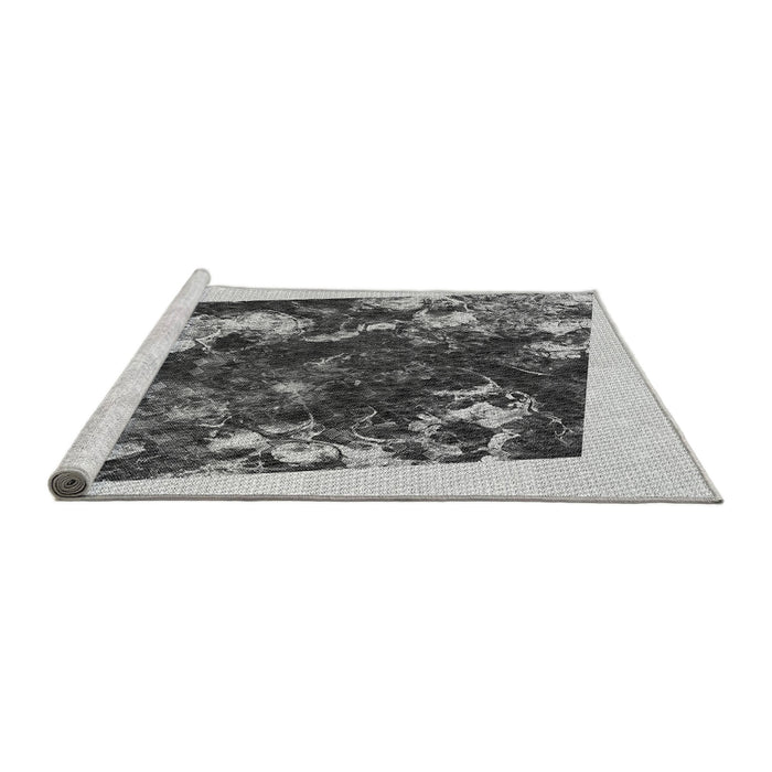 Sideview of Machine Washable Transitional Silver Gray Rug, wshpat2836gry