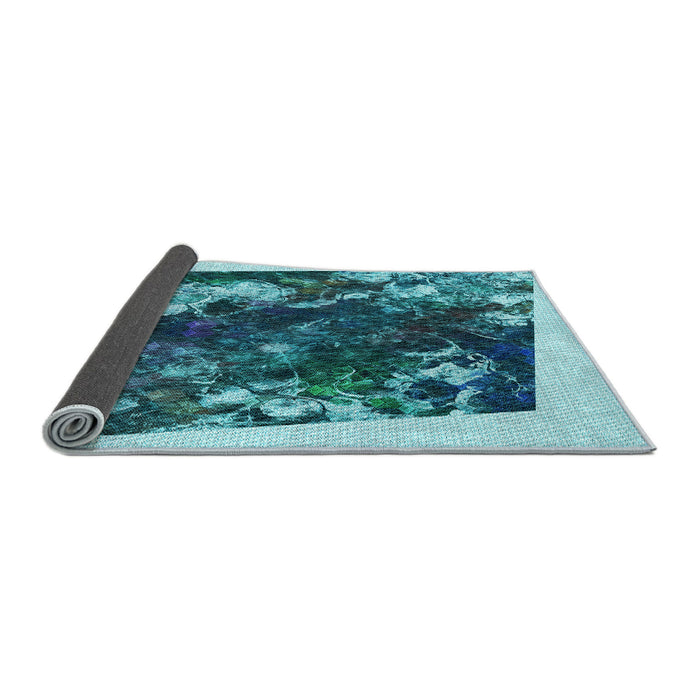 Thickness of Patterned Teal Green Rug, pat2836lblu