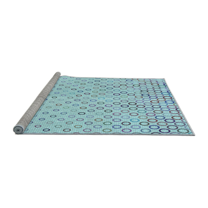 Sideview of Machine Washable Transitional Iceberg Blue Rug, wshpat2837lblu