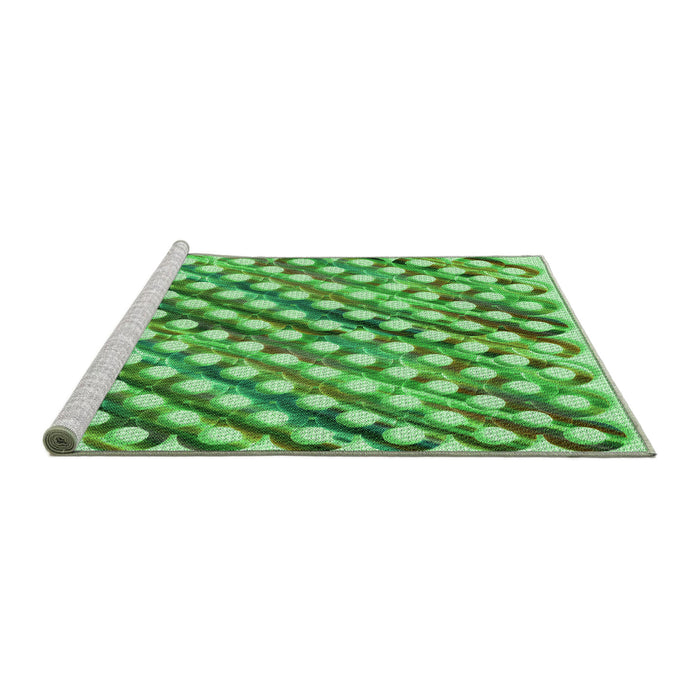 Sideview of Machine Washable Transitional Green Rug, wshpat2838grn