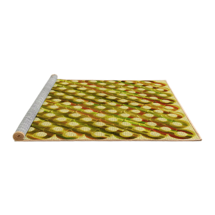 Sideview of Machine Washable Transitional Bold Yellow Rug, wshpat2838yw