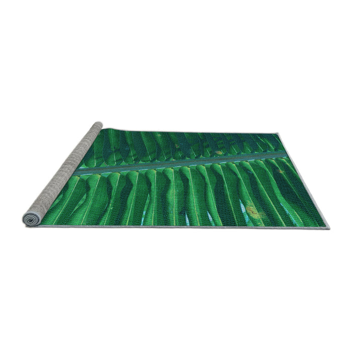 Sideview of Machine Washable Transitional Medium Teal Green Rug, wshpat284lblu