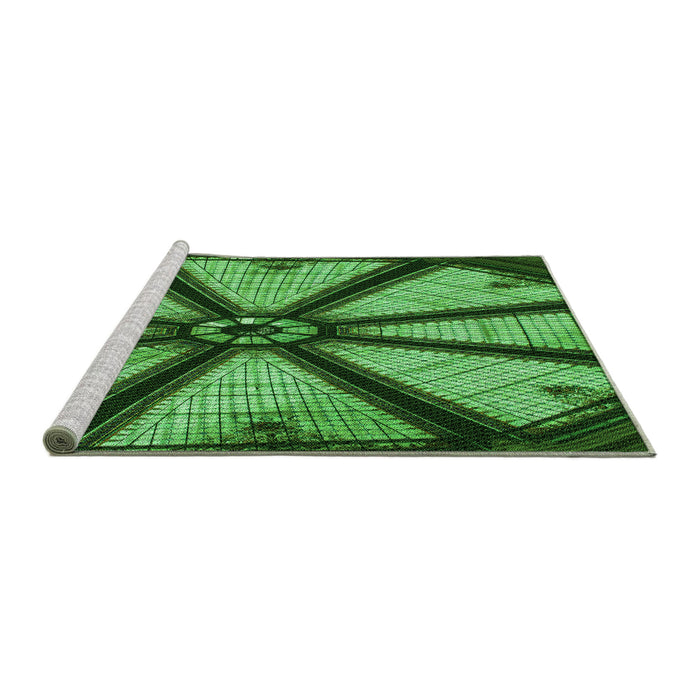Sideview of Machine Washable Transitional Deep Emerald Green Rug, wshpat2841grn