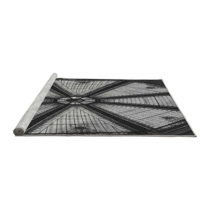 Sideview of Machine Washable Transitional Dark Gray Rug, wshpat2841gry