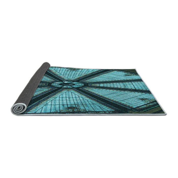 Thickness of Patterned Turquoise Green Rug, pat2841lblu