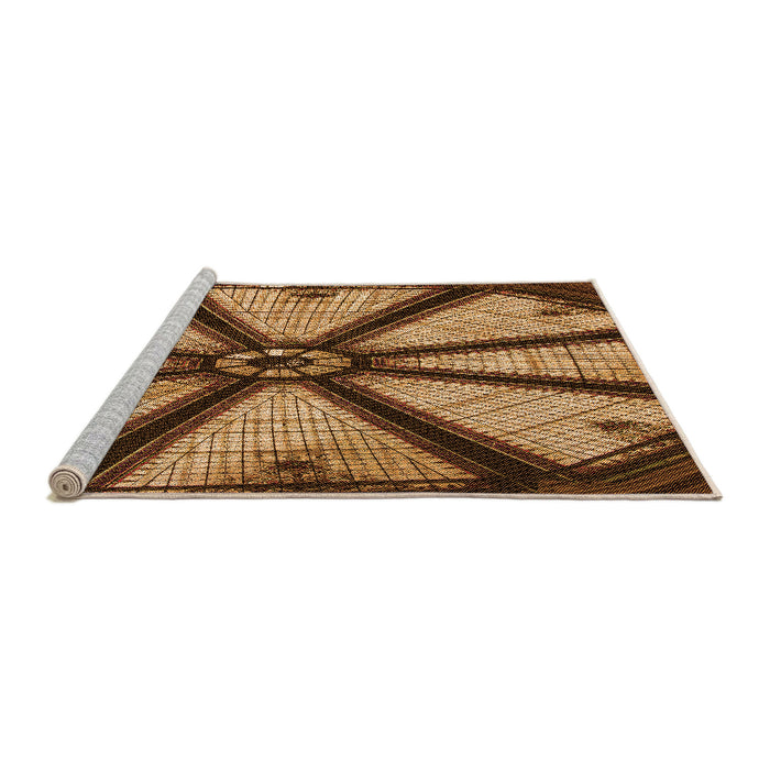 Sideview of Machine Washable Transitional Yellow Rug, wshpat2841org