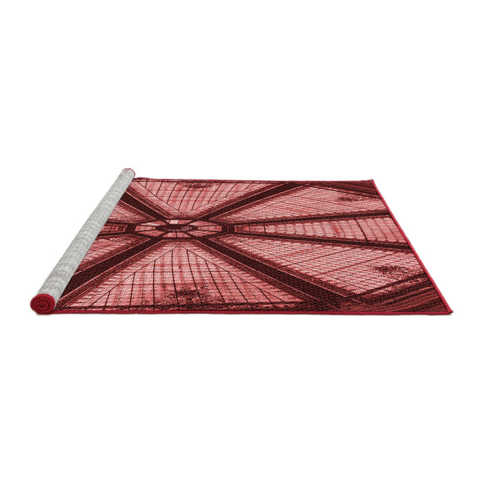 Sideview of Machine Washable Transitional Cranberry Red Rug, wshpat2841rd