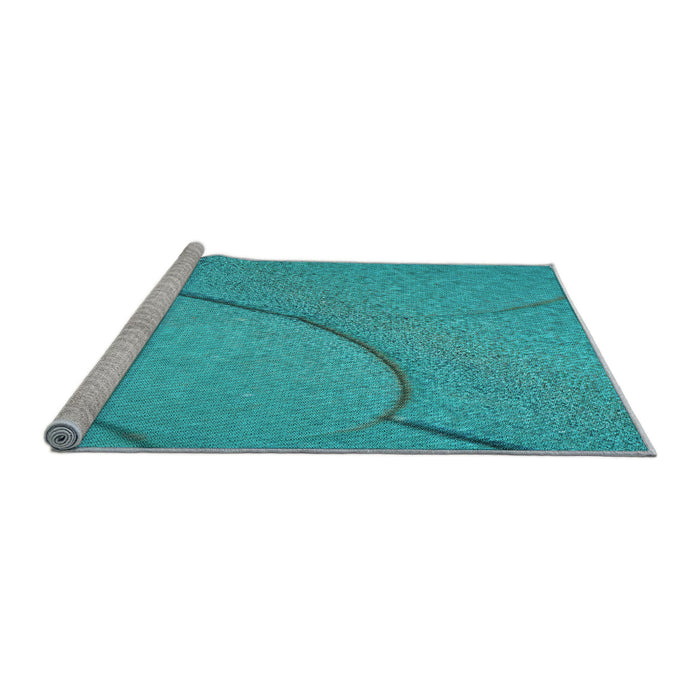 Sideview of Machine Washable Transitional Dark Turquoise Green Rug, wshpat2842lblu
