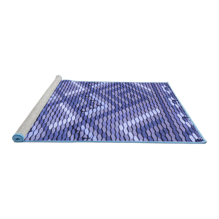 Sideview of Machine Washable Transitional Deep Periwinkle Purple Rug, wshpat2843blu