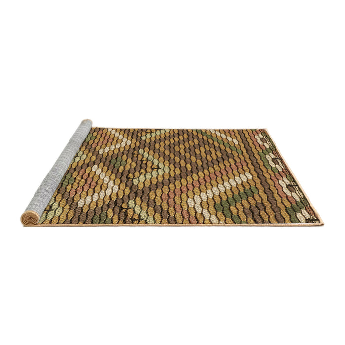 Sideview of Machine Washable Transitional Yellow Rug, wshpat2843brn