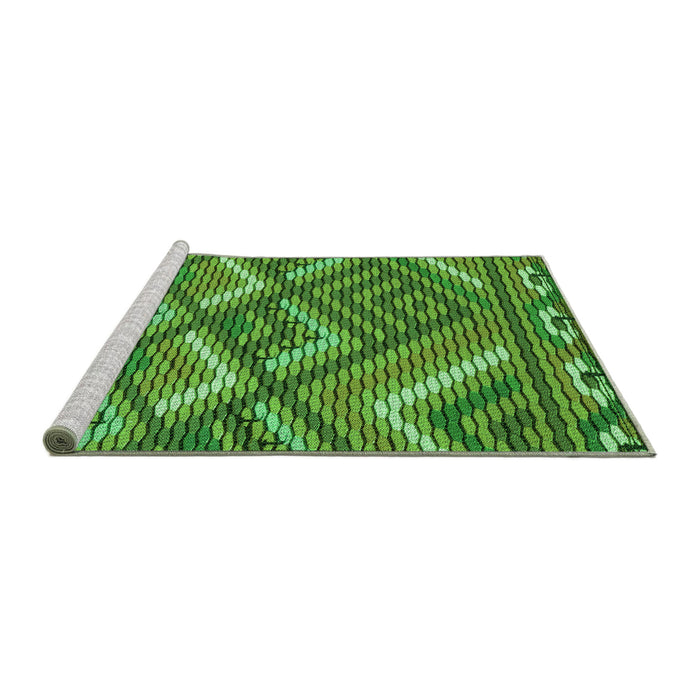 Sideview of Machine Washable Transitional Deep Emerald Green Rug, wshpat2843grn