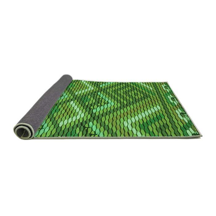 Thickness of Patterned Deep Emerald Green Rug, pat2843grn