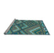 Sideview of Machine Washable Transitional Deep-Sea Green Rug, wshpat2843lblu