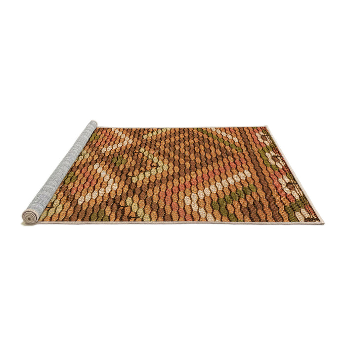 Sideview of Machine Washable Transitional Orange Rug, wshpat2843org