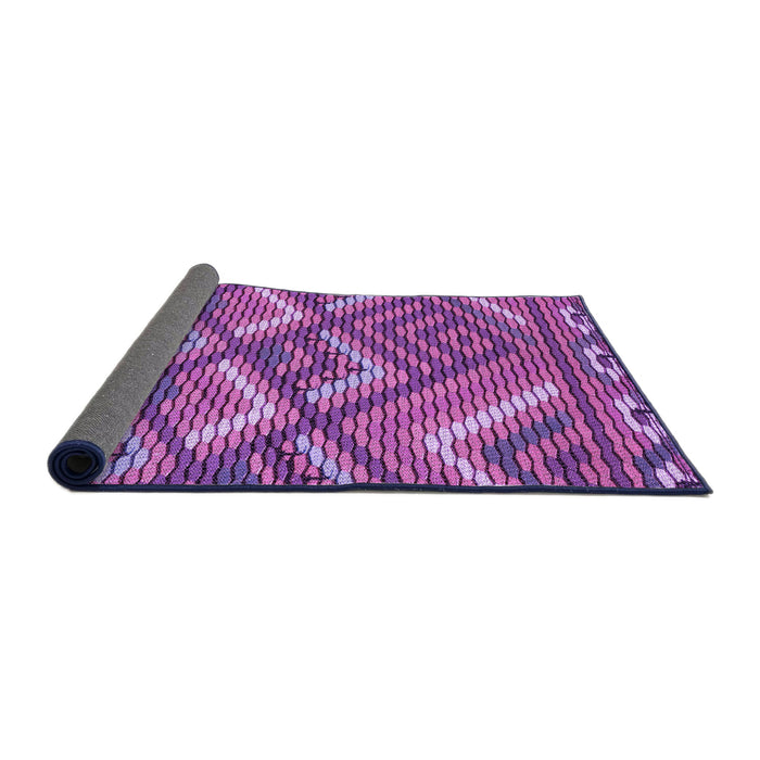 Thickness of Patterned Dark Magenta Purple Rug, pat2843pur