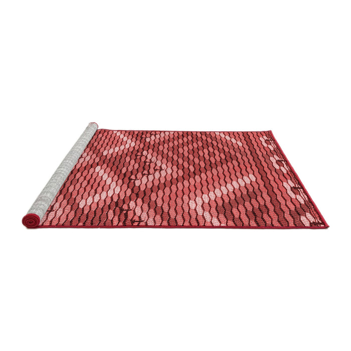 Sideview of Machine Washable Transitional Red Rug, wshpat2843rd