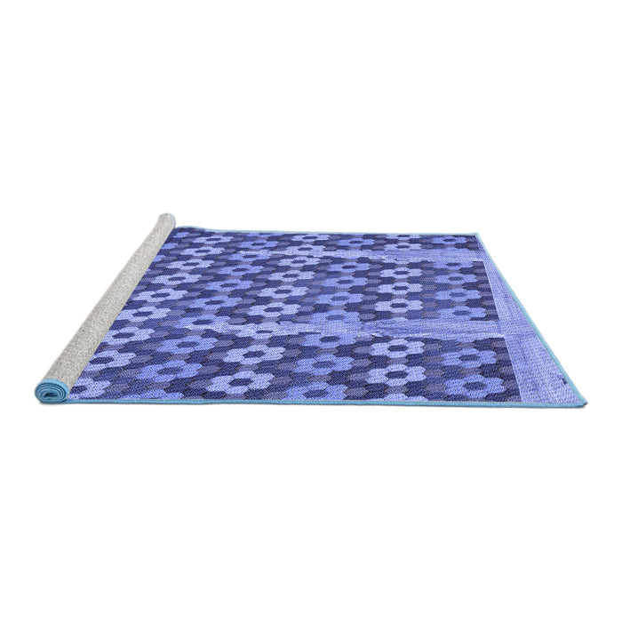 Sideview of Machine Washable Transitional Sky Blue Rug, wshpat2844blu